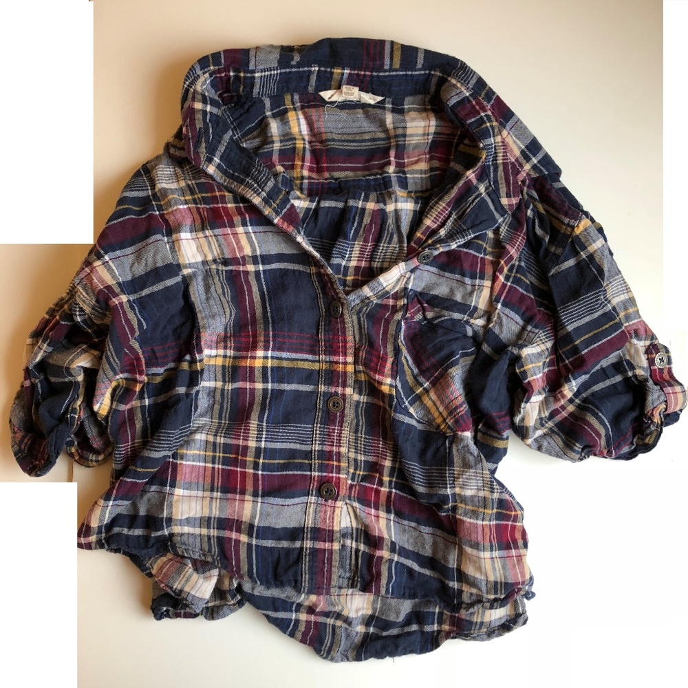 Plaid tee shirt crop top size medium